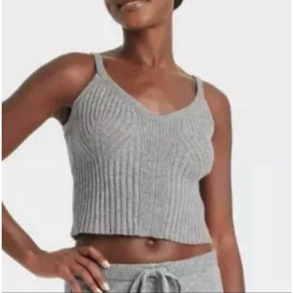 🌸 Auden Dark Gray Knit Sleep Wear Lounge Top Size Small New